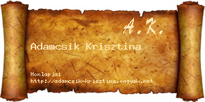 Adamcsik Krisztina névjegykártya