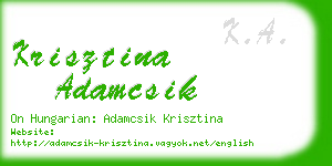 krisztina adamcsik business card